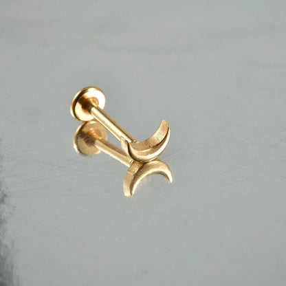 2 Pieces Lip Rings Casual Hawaiian Tropical Star Moon 304 Stainless Steel 18K Gold Plated Ear Cartilage Rings & Studs