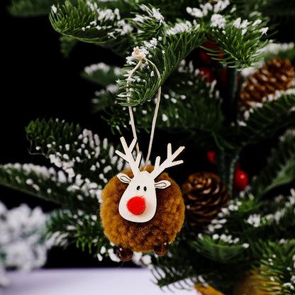 Christmas Festival Decorations Felt Deer Pendant Creative Elk Lamb Velvet Ball Christmas Tree Hanging Gift