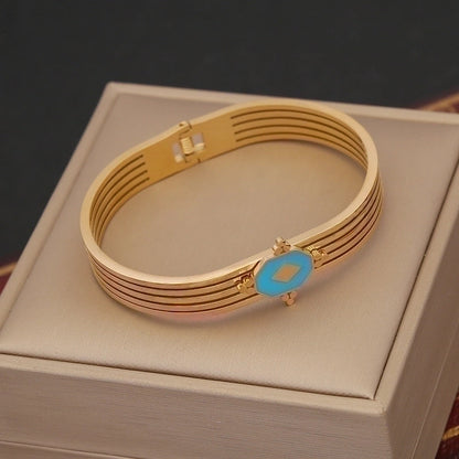 IG Style Vintage Style Eye Stainless Steel 18K Gold Plated Zircon Bracelets In Bulk