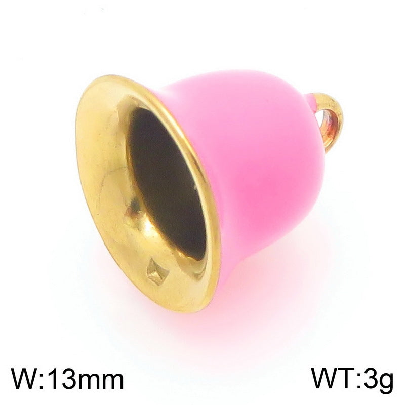 Stainless Steel Colorful Enamel Oil Drop Bell Pendant Christmas Gift Series Colorful Diy Accessories Pendant