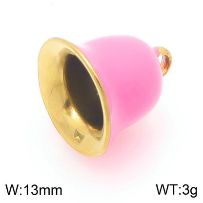 Stainless Steel Colorful Enamel Oil Drop Bell Pendant Christmas Gift Series Colorful Diy Accessories Pendant