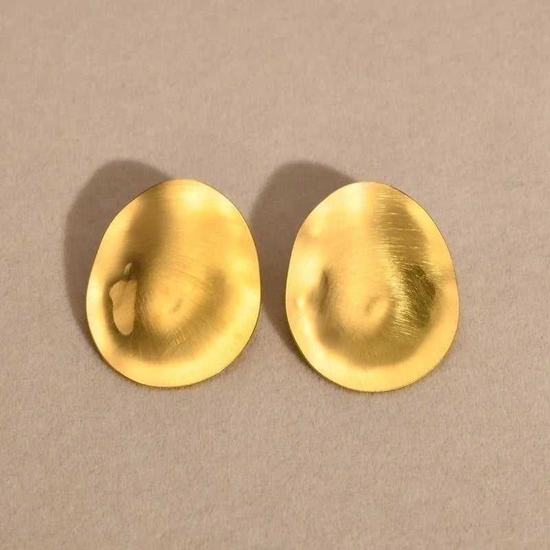 1 Pair INS Style Oval Plating 304 Stainless Steel 18K Gold Plated Ear Studs