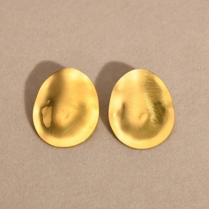1 Pair INS Style Oval Plating 304 Stainless Steel 18K Gold Plated Ear Studs
