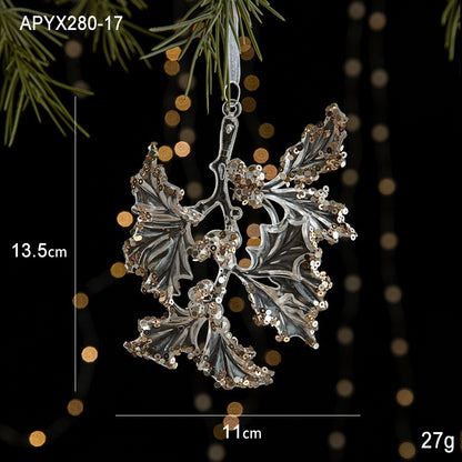 Christmas Ornaments Scene Decoration Supplies Christmas Tree Snowflakes Bells Small Hanging Decorations Crystal Transparent Hanging Ornaments