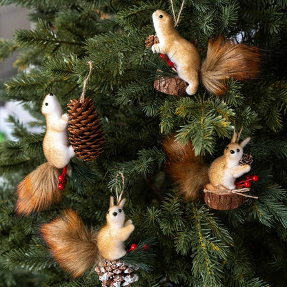 2 Pieces Korean Squirrel Christmas Decoration Real Squirrel Pendant Christmas Tree Pendant Ornament