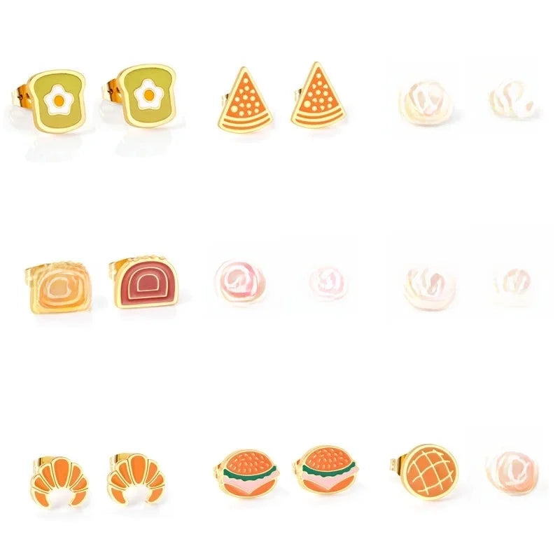 Cute Pumpkin Pineapple Stainless Steel Ear Studs 1 Pair