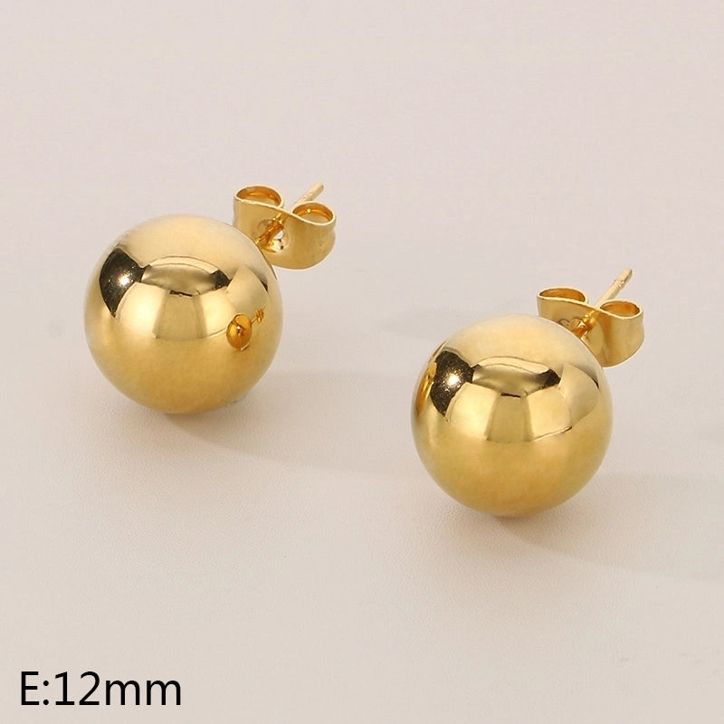 1 Pair Minimalist Round 304 Stainless Steel 18K Gold Plated Ear Studs