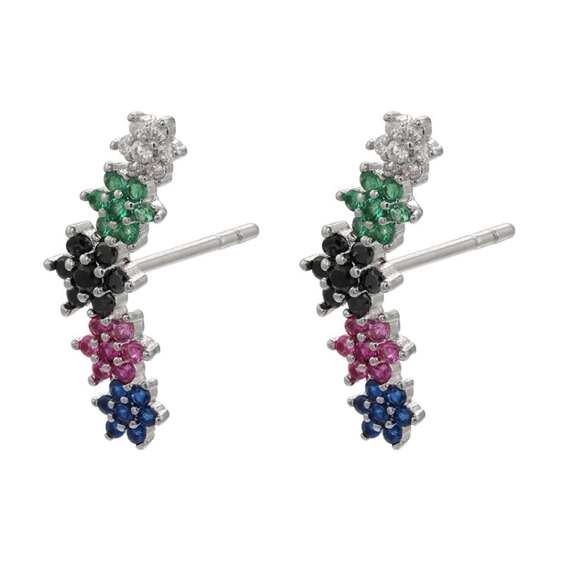 Cute Geometric Moon Flower Copper Artificial Gemstones Copper Earrings