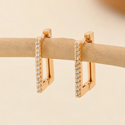 1 Pair Minimalist Solid Color Copper Zircon Earrings