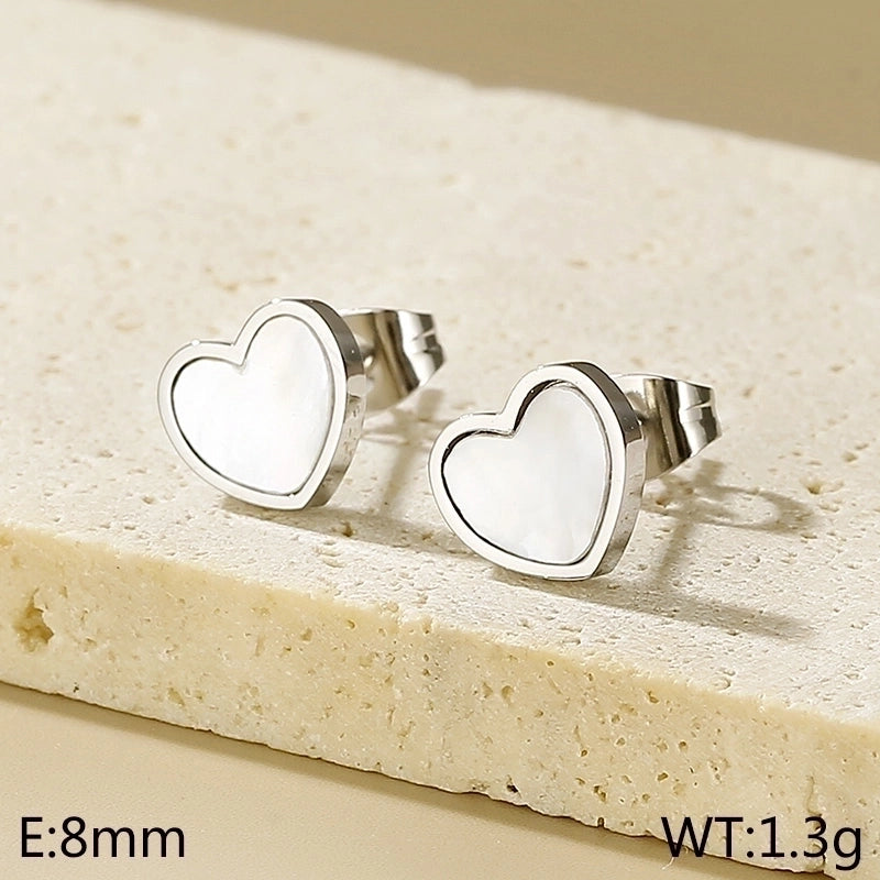 1 Pair Minimalist Heart Shape Titanium Steel Gold Plated Ear Studs