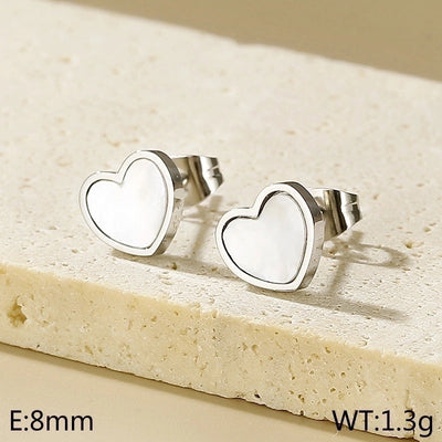 1 Pair Minimalist Heart Shape Titanium Steel Gold Plated Ear Studs