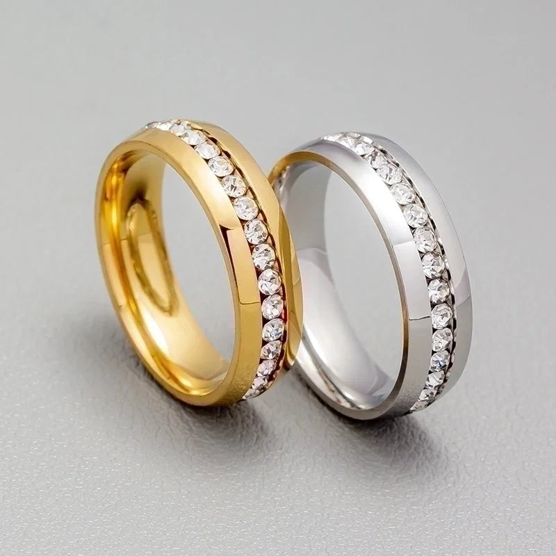 Geometric 201 Stainless Steel Rhinestone Gold Plated