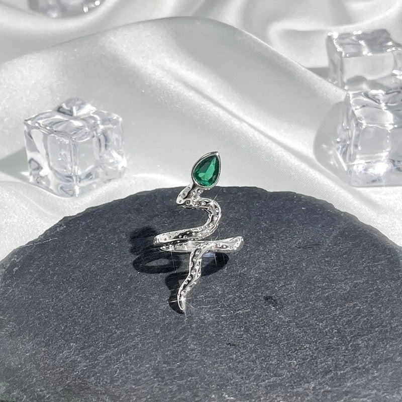 Hip-Hop Cool Style Snake Copper Plating Inlay Rhinestones Open Rings