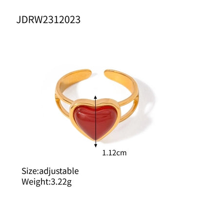 Casual Exaggerated Heart Shape 304 Stainless Steel 18K Gold Plated Rings Bracelets Necklace