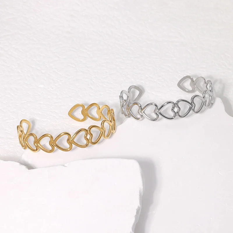 Cute Heart Stainless Steel Electroplating Bangles