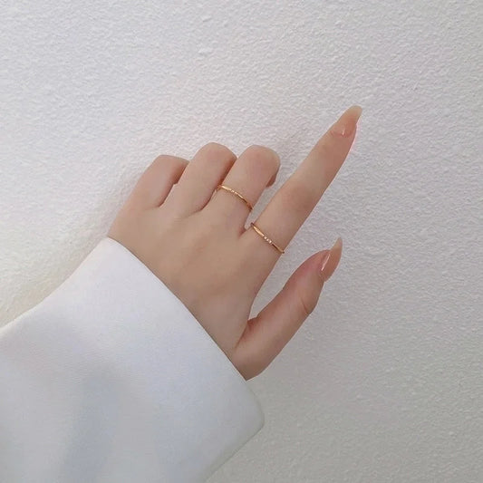 Minimalist Circle Titanium Steel Plating Rhinestones Rings