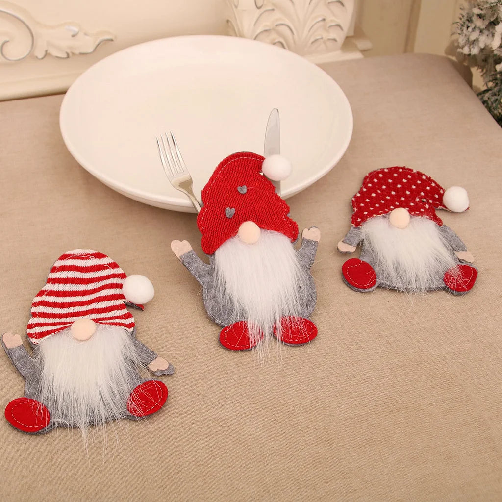 Gnome Cutlery Set Faceless Old Man Cutlery Bag Rudolph Tableware Set Christmas Decoration Supplies