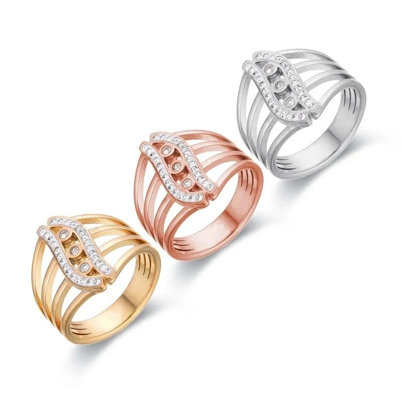 Basic Classic Style Geometric Stainless Steel Plating Rings