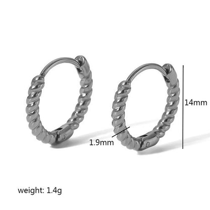 1 Pair Casual Minimalist Streetwear Twist Plating Inlay 304 Stainless Steel Zircon Earrings