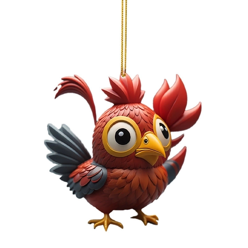 Christmas Creative Animal Chicken Rooster Series Pendant Christmas Tree Pendant Acrylic Hang Decorations