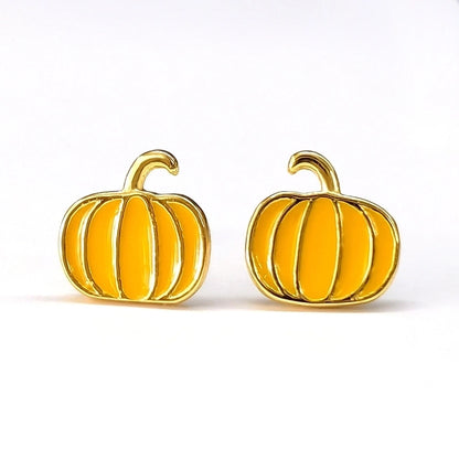 1 Pair Gold Plated 925 Sterling Silver Pumpkin Ear Studs