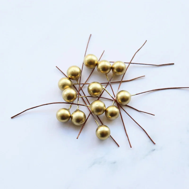 100 Pieces 10mm Metallic Color Berries Christmas Gift Accessories Berries Diy Craft Plant Berries Ornaments