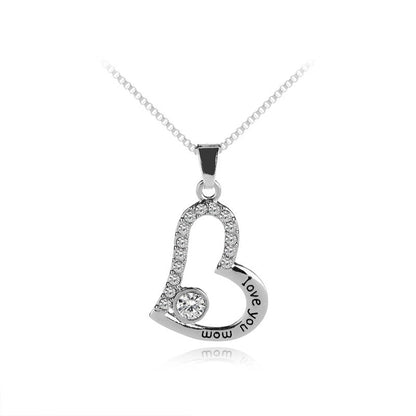 Fashion Letter Heart Shape Copper Inlay Zircon Pendant Necklace 1 Piece