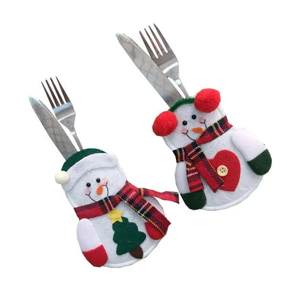 Christmas Decoration Little Snowman Cutlery Bag Home Dining Table Cutlery Set Christmas Snowman Cutlery Set