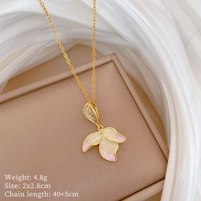 Minimalist Geometric Titanium Steel Diamond Inlay Necklaces