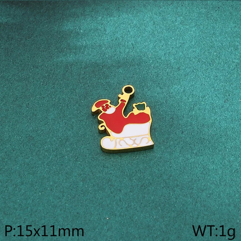 Diy Christmas Elements Oil Drop Stainless Steel Accessories Pendant Christmas Tree Santa Claus Snowman Reindeer