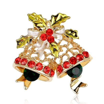 Fashion Pin Santa Claus Star Elk Alloy Plating Rhinestones Women'S Brooches