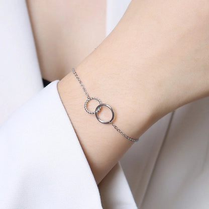Minimalist Commute Double Ring Titanium Steel 18K Gold Plated Plating Bracelets Necklace