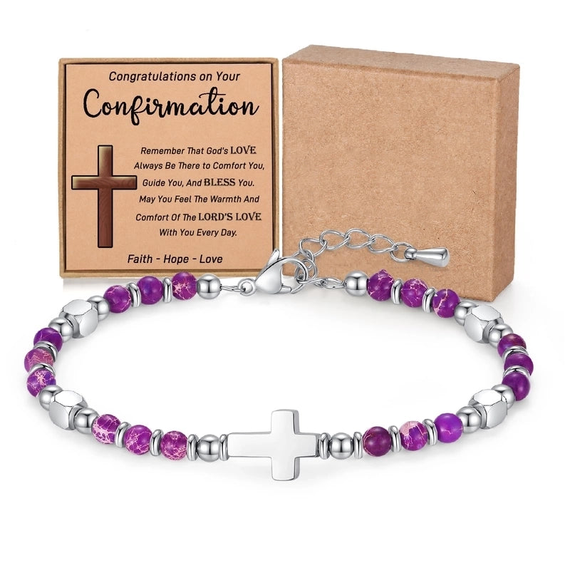 Minimalist Classic Style Round 304 Stainless Steel Natural Stone Bracelets In Bulk