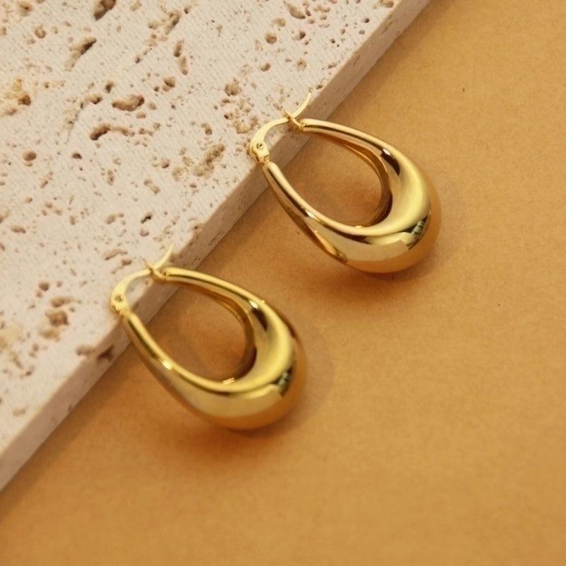 1 Pair Retro Minimalist C Shape U Shape Solid Color Plating Titanium Steel 18k Gold Plated Earrings