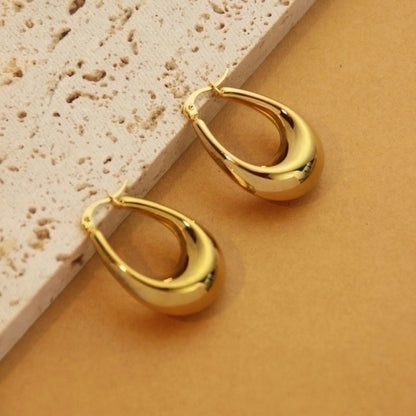 1 Pair Retro Minimalist C Shape U Shape Solid Color Plating Titanium Steel 18k Gold Plated Earrings