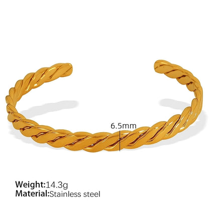 Titanium Steel 18K Gold Plated IG Style Cool Style Plating Circle Waves Bangle