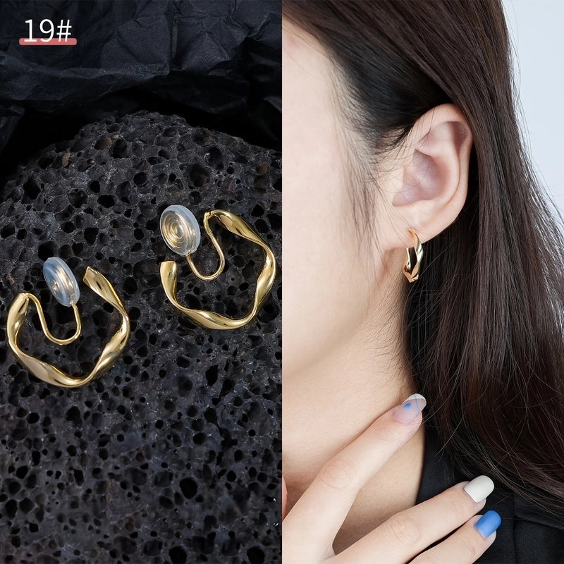 Mosquito Incense Plate Ear Clip Women's Ear Holes Exquisite Pearl Earrings Advanced Hong Kong Style Retro Niche Light Luxury Earrings