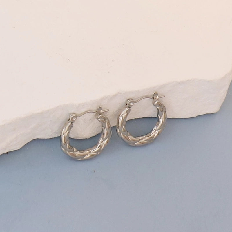 1 Pair Minimalist Round Square Heart Shape 304 Stainless Steel Earrings