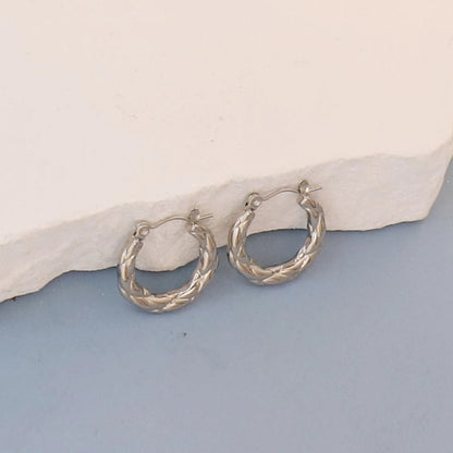 1 Pair Minimalist Round Square Heart Shape 304 Stainless Steel Earrings