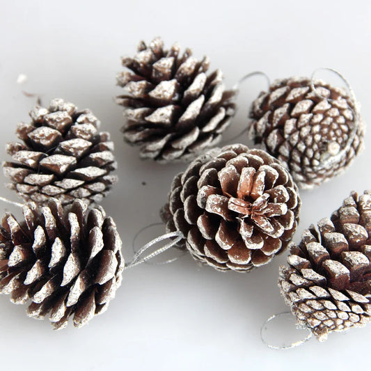 Christmas Decoration Pine Cone Christmas Tree Decoration Original Color Pine Cone 5cm Pendant White Edge Pine Cone Ornament