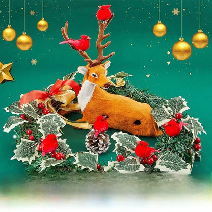 2 Pieces 36 Pcs Red With Iron Clip Christmas Tree Decorations Mini Red Feather Fake Bird Decoration Bird Garland Simulation Cardinals