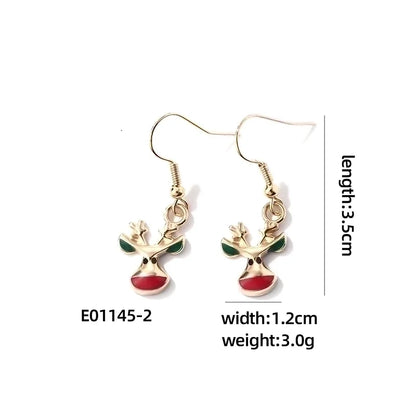 1 Pair Casual Cute Sweet Christmas Tree Santa Claus Christmas Socks Plating 304 Stainless Steel K Gold Plated Drop Earrings