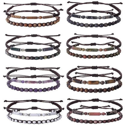 Retro Round Stone Rope Bracelets