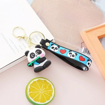 Cute Panda Pvc Metal Unisex Bag Pendant Keychain 1 Piece