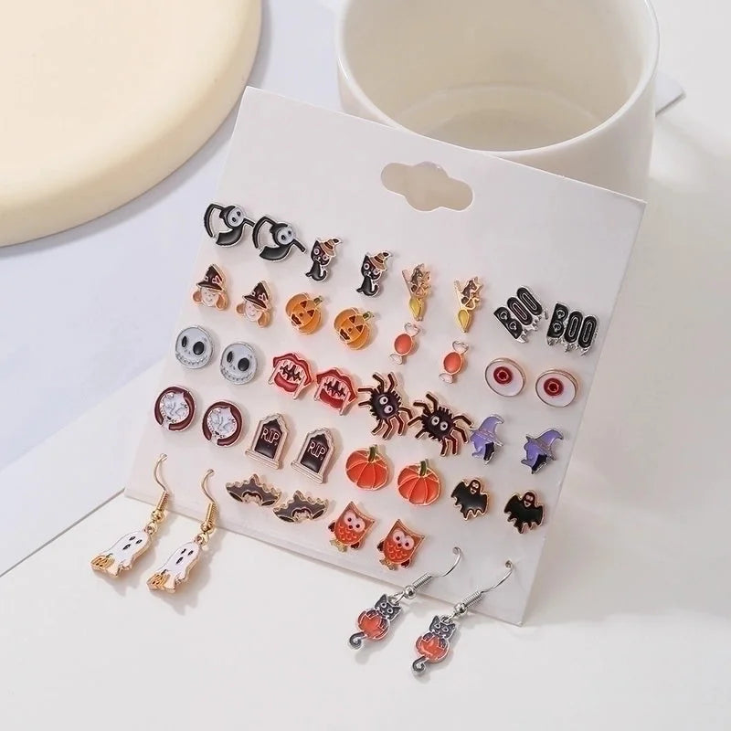 2 Pieces Retro Cartoon Eye Plating Alloy Drop Earrings Ear Studs