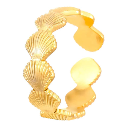Modern Style Classic Style Leaf Starfish Shell 304 Stainless Steel Plating Open Rings