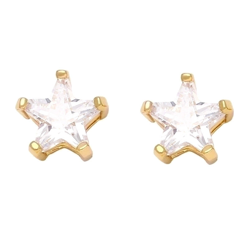 1 Pair Minimalist Star Water Droplets Inlay 925 Sterling Silver Copper Artificial Diamond Ear Studs