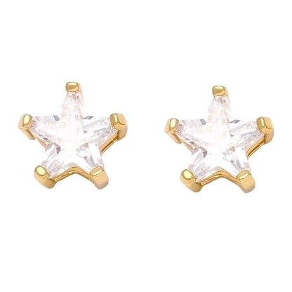 1 Pair Minimalist Star Water Droplets Inlay 925 Sterling Silver Copper Artificial Diamond Ear Studs