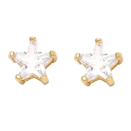 1 Pair Minimalist Star Water Droplets Inlay 925 Sterling Silver Copper Artificial Diamond Ear Studs
