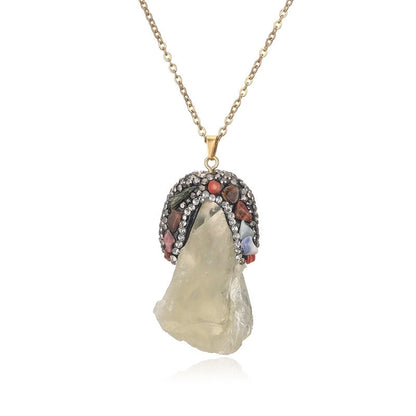 Minimalist Classic Style Geometric Artificial Crystal 304 Stainless Steel Artificial Crystal Stone Pendant Necklace